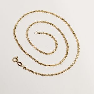 14k Solid Yellow Gold Diamond Cut Rope Chain 16" 5.68 Grams